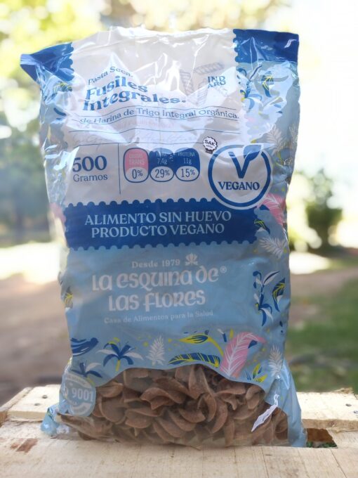 Fideos secos Fusiles de harina integral organica veganos x 500g Las Flores