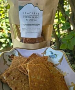 Crackers de almendras tostadas, queso sardo y gouda x 200 grs. Mula cocina natural.